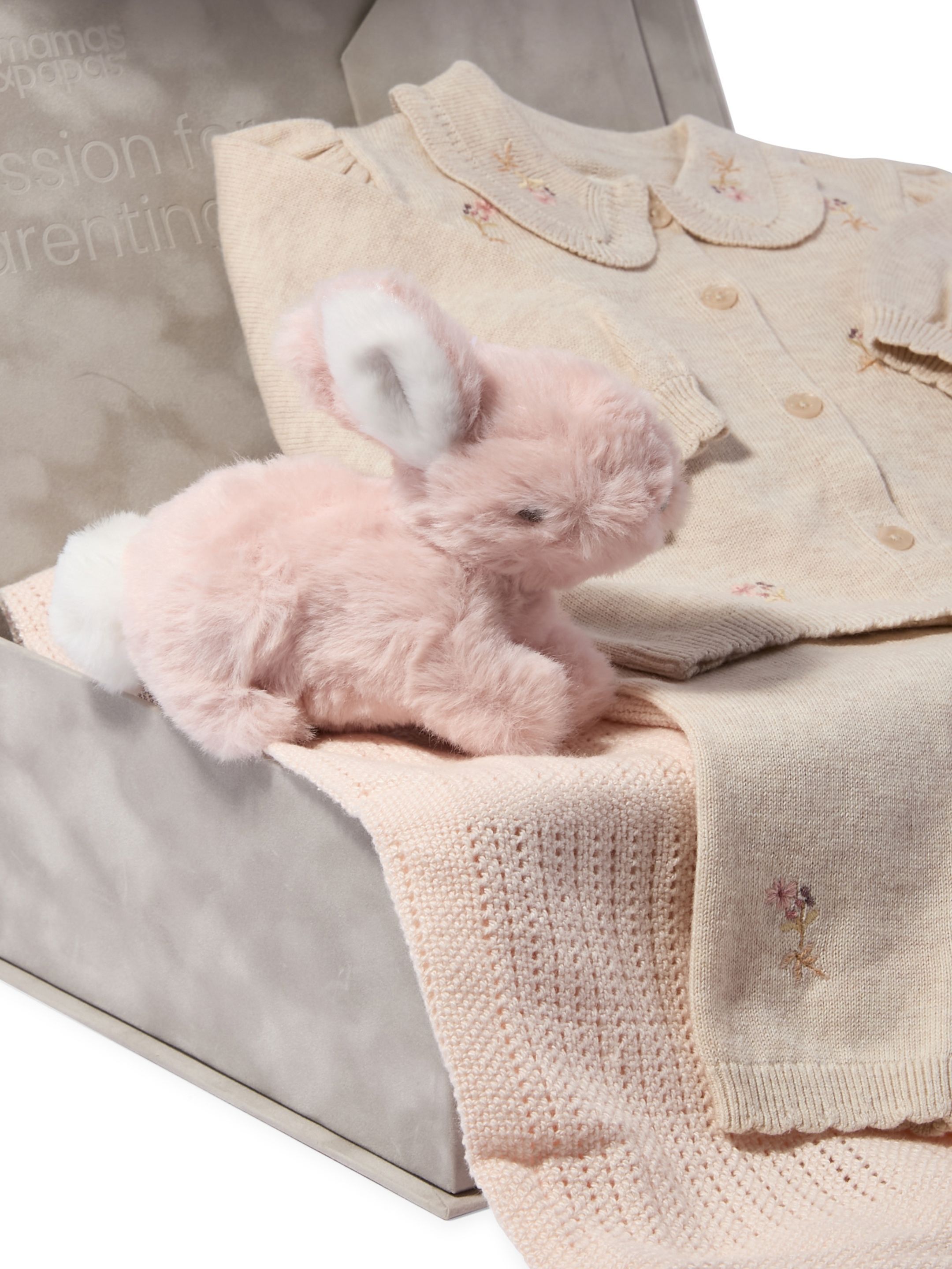 Embroidered Knit Set Baby Gift Set with Pink Blanket & Bunny image number 2